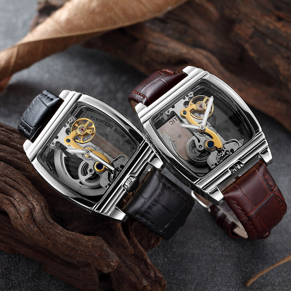 Mens Fashion Transparent Watch Men, Men's Watches, Watches NO BATTERIES NEEDED: This watch is Automatic self-winding mechanical movement, it is powered by the motion of the wearer"s wrist. For first time wear the crown must be turned clockwise about 15-20 full turns. If the watch is not worn for 8 or more hours per day, it will work slower than usual or even stop briefly. STAINLESS STEEL CASE: hypoallergenic, corrosion- and scratch-resistant TRANSPARENT WATCH: Engraved, see-through intricate cutout dial and
