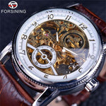 Load image into Gallery viewer, Forsining Engraving Skeleton Gear Watch men This watch has a high-quality skeleton look that draws attention to any face, and its metal body makes it suitable for casual and dressy outfits. You can match it with a suit, but its unique look makes it the accessory you want to own this season!
