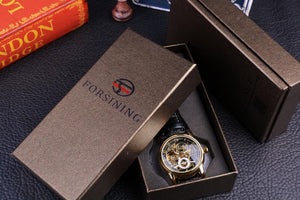 Forsining Engraving Skeleton Gear Watch men This watch has a high-quality skeleton look that draws attention to any face, and its metal body makes it suitable for casual and dressy outfits. You can match it with a suit, but its unique look makes it the accessory you want to own this season!