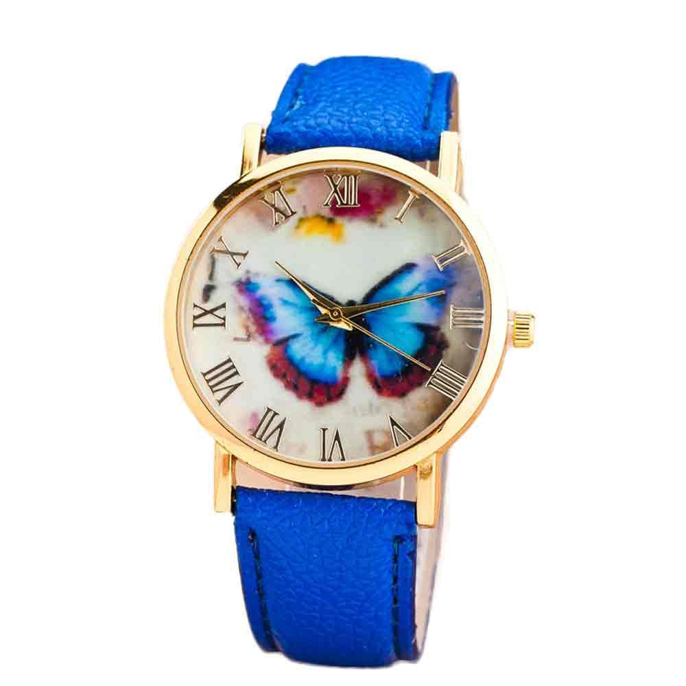 Butterfly Watch butterfly, Women This stylish wrist watch is perfect for your woman who loves a feminine touch of butterfly. Whisked away to a garden full of flowers, she can read time when the sun moves in the sky. When it rains, she will see a rainbow on her wrist. This butterfly loves flowers, plants, animals and everything in nature. She wants to protect nature and help it thrive.