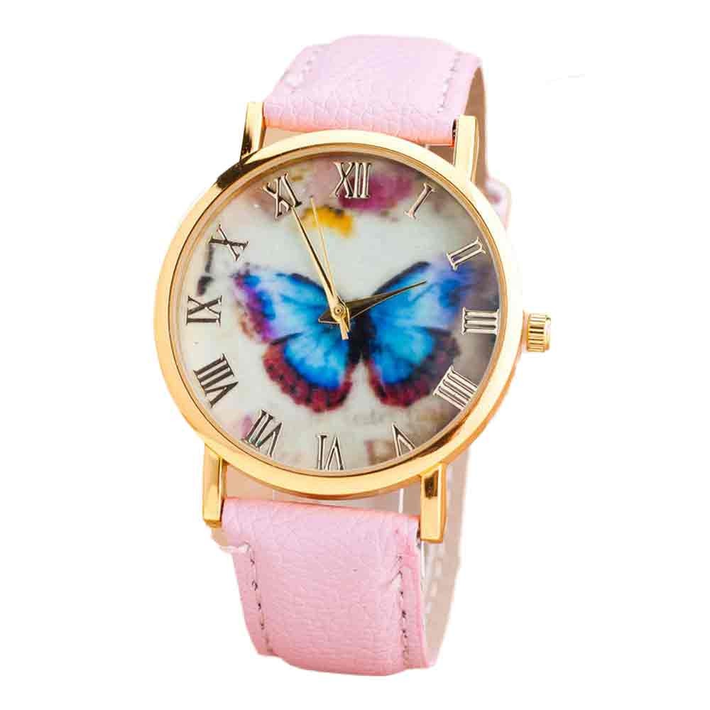 Butterfly Watch butterfly, Women This stylish wrist watch is perfect for your woman who loves a feminine touch of butterfly. Whisked away to a garden full of flowers, she can read time when the sun moves in the sky. When it rains, she will see a rainbow on her wrist. This butterfly loves flowers, plants, animals and everything in nature. She wants to protect nature and help it thrive.