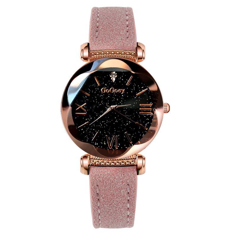 Gogoey Starry Sky Watch women This gorgeous Starry Sky Watch ticks all the right boxes and more. It's as enchanting as the night sky - and every bit as beautiful. With a mix of texture and colours, a combination of every girl's favourite things, and the knowledge that this watch will keep going and going, every time you wear it you're entering a whole new world of telling time.