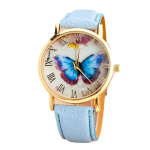Butterfly Watch butterfly, Women This stylish wrist watch is perfect for your woman who loves a feminine touch of butterfly. Whisked away to a garden full of flowers, she can read time when the sun moves in the sky. When it rains, she will see a rainbow on her wrist. This butterfly loves flowers, plants, animals and everything in nature. She wants to protect nature and help it thrive.