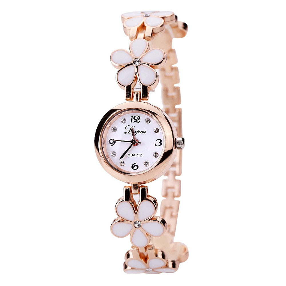 Flowers Watch Bracelet Women Money is the last thing on your mind when you're surrounded by flowers. Try spending time and enjoying the warmth of summer -time in the countryside, listening to the birds twittering. You'll forget the worries of the world. Feel that sense of peace and tranquility again. Now you can add that feeling to your watch collection with the eprolo Flowers Watch Bracelet. Made of highly durable stainless steel and featuring a gorgeous design, this watch is a match with any outfit.